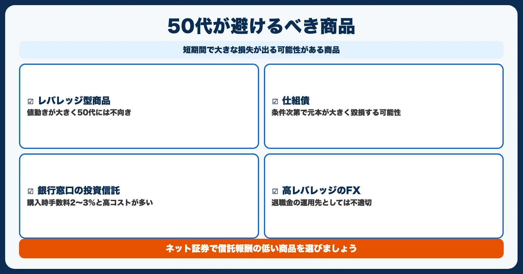 50代が避けるべき投資商品