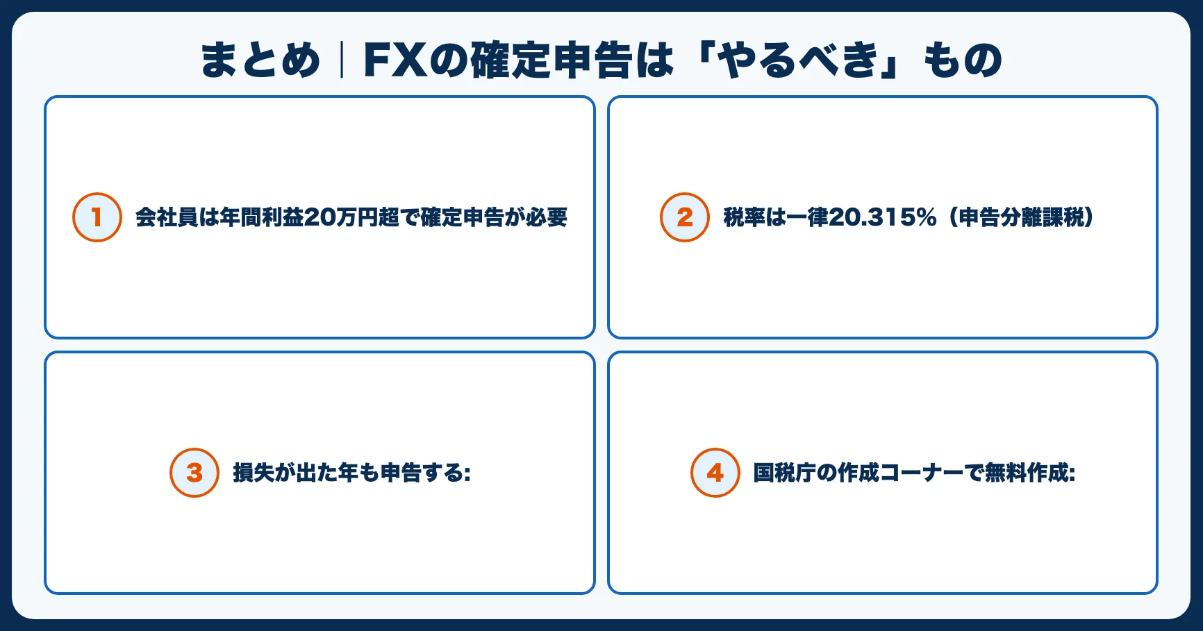 まとめ｜FXの確定申告は「やるべき」もの