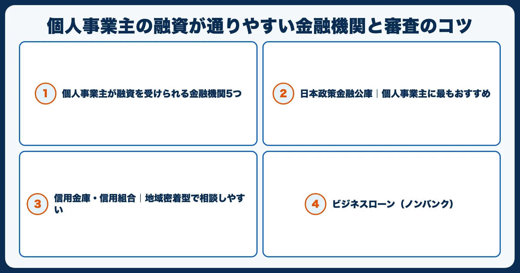 個人事業主の融資が通りやすい金融機関と審査のコツ