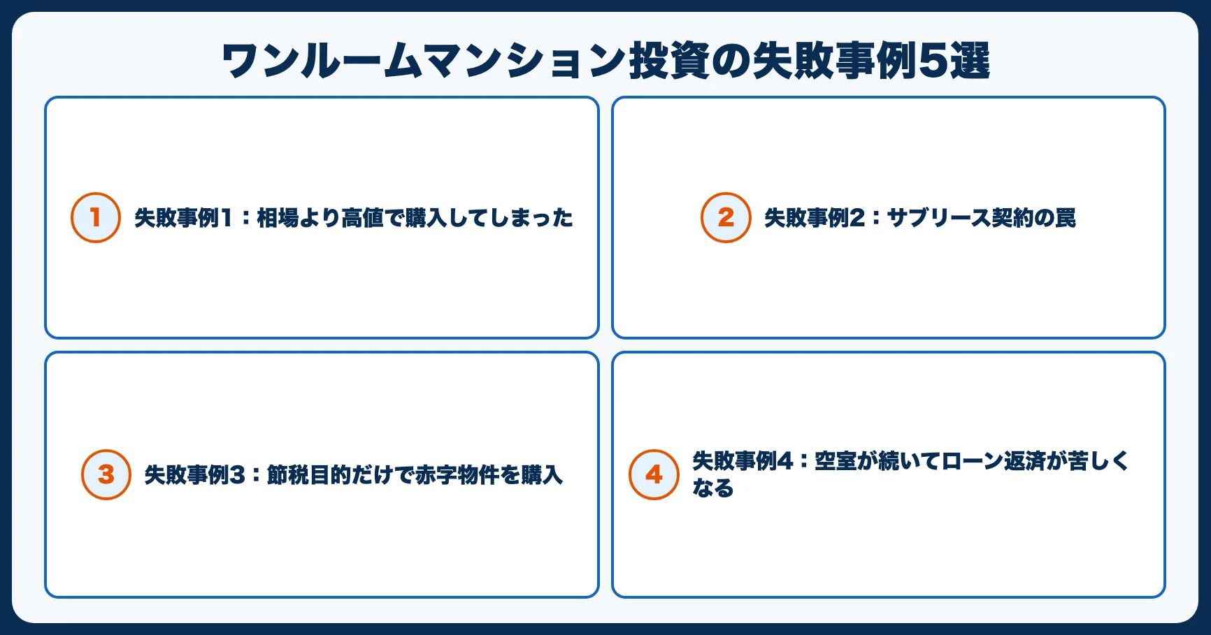 ワンルームマンション投資の失敗事例5選｜避けるべきパターン