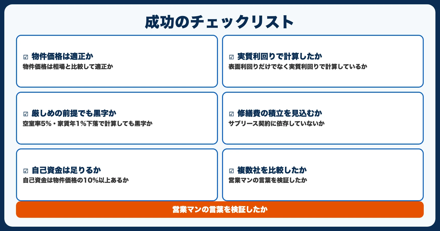ワンルームマンション投資で成功するためのチェックリスト