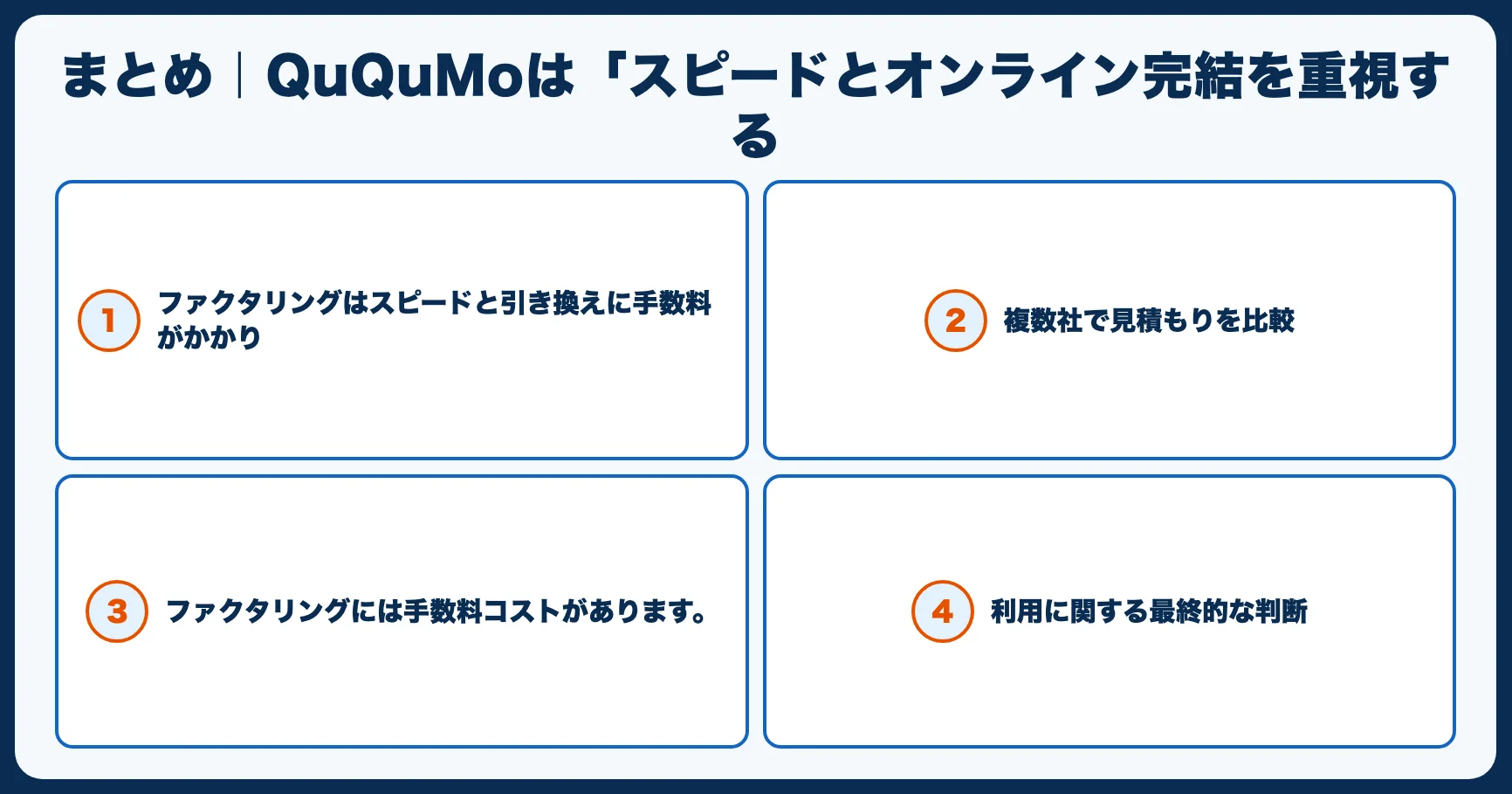 まとめ｜QuQuMoは「スピードとオンライン完結を重視する